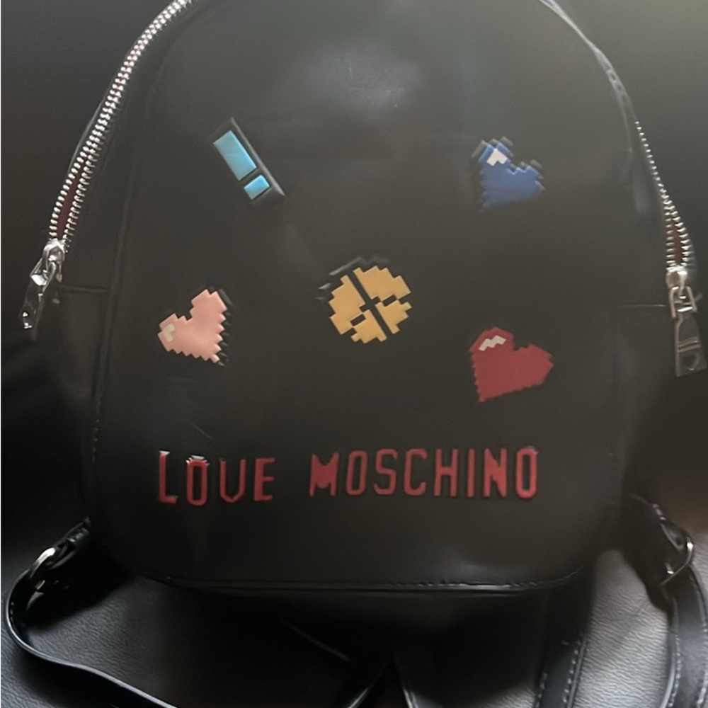 Love Moschino Black and Pink Interior small backpack